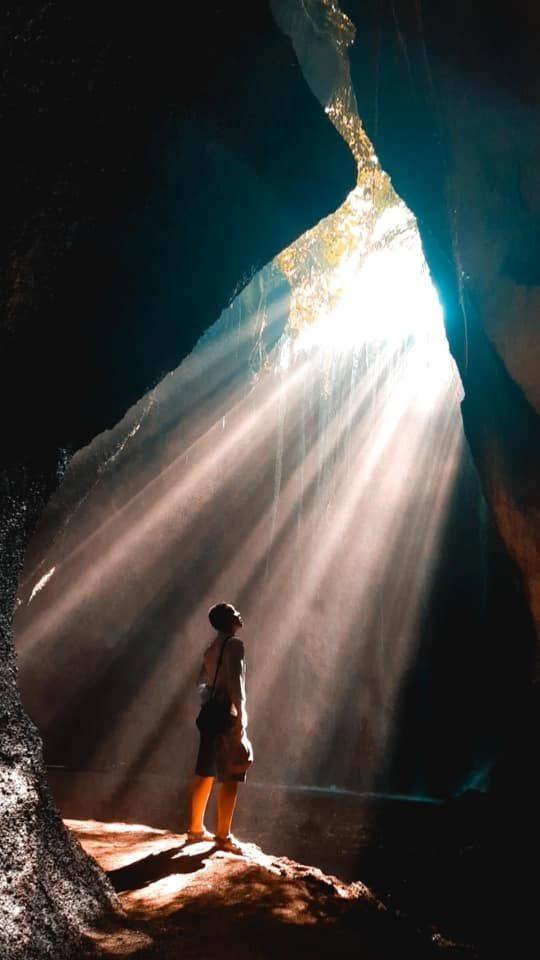 Light beam in a hidden cave, Bali