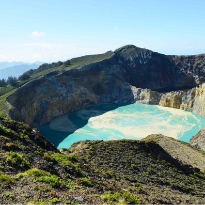 One of Kelimutu's color-changing crater lakes — Day 4